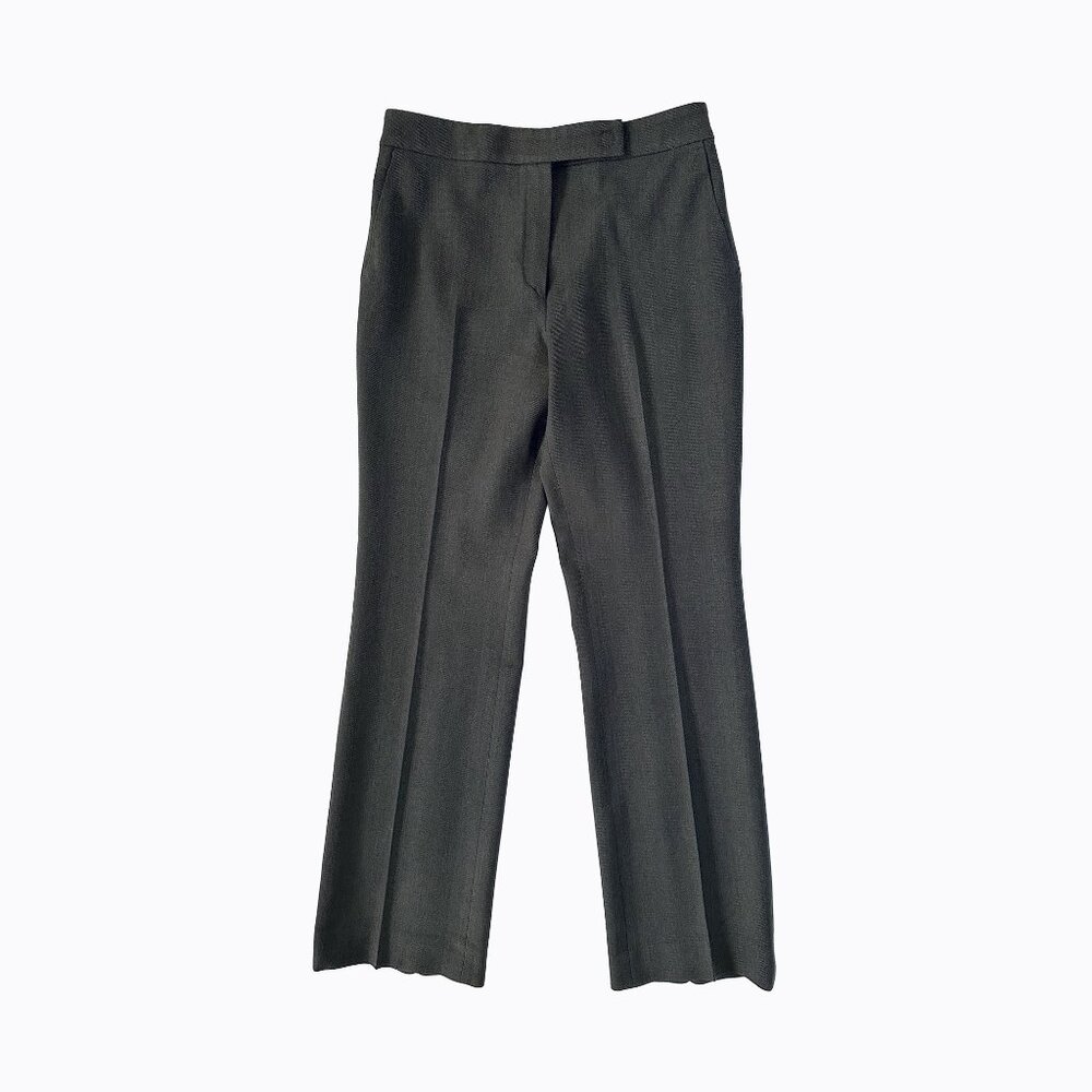 Akris Punto Wool Stretch Charcoal Trousers 6 Straight Wide Leg CBK Quiet Luxury